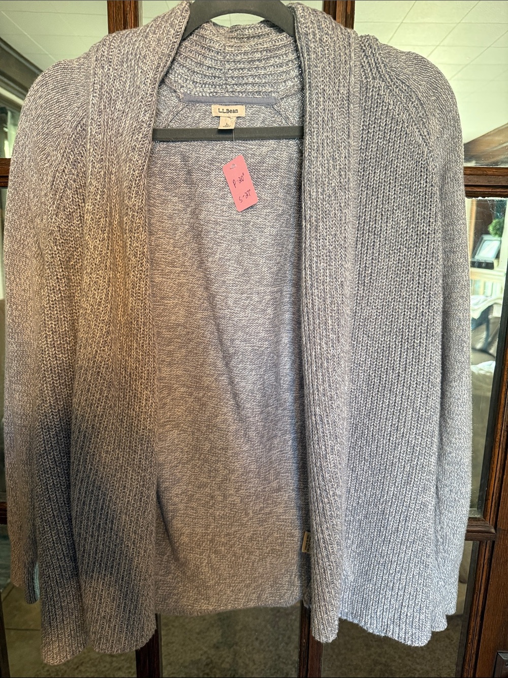 L.L. Bean Women's Heather Gray Open Cardigan Sweater